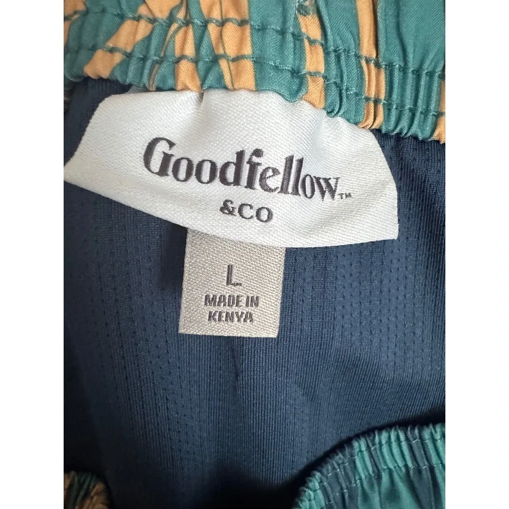 Goodfellow & Co Mens Teal Palm Print Swim Trunks 7
